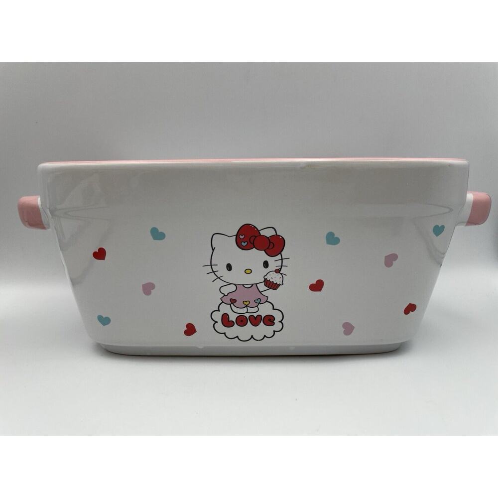 Hello Kitty Sanrio Valentines Day Hearts Love Ceramic Baking Loaf Pan NEW